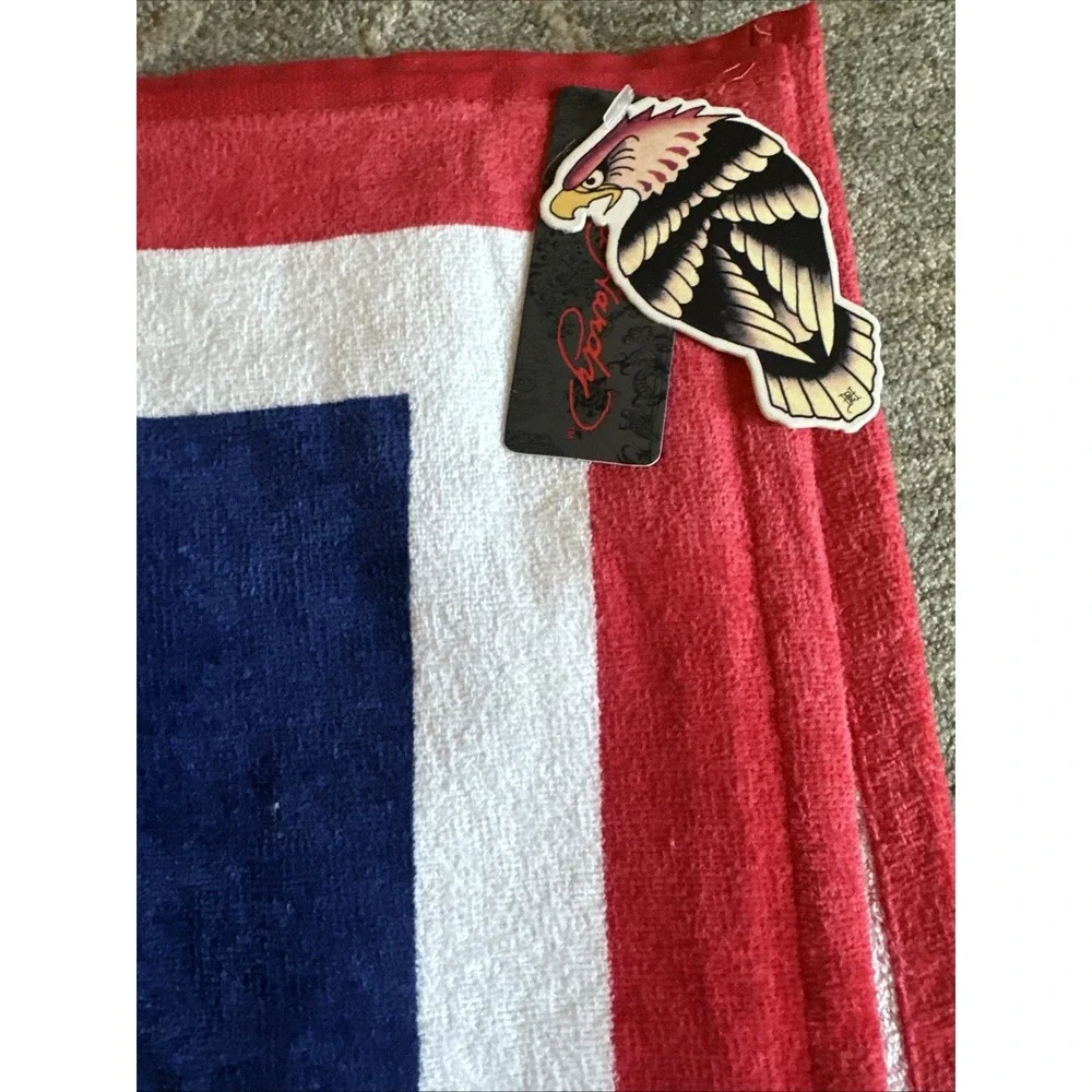 AUTHENTIC USA Flag ED HARDY 100% COTTON BEACH TOWEL, 36
